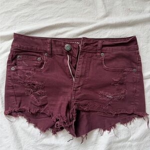 American Eagle Outfitters Burgundy Jean Shorts